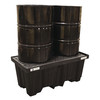 Black Diamond Drum Spill Containment Pallet, 66 gal Spill Capacity, 2 Drum, 1000 lb., Polyethylene 5222-BD