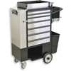 Flexcart FC-100 Tool Utility Cart, 7 Drawer, Black, Stainless Steel, 14-1/4 in W x 37-1/2 in D x 45 in H FC100-ECSS-NT