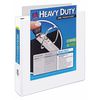 Zoro Select 1-1/2" D-Ring Binder, Heavy Duty, White, Material: polypropylene AVE01319