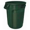 Rubbermaid Commercial 32 gal Round Trash Can, Green, 22 in Dia, Open Top, Polyethylene FG263200DGRN