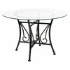 Flash Furniture Round Table, Princeton Rnd Glass, Blck Frame, 45", 45" W X 45" L X 29" H, Glass, Clear XU-TBG-17-GG