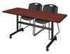 Regency RectangleKobe Flip Top Tables, 60X24X29, Wood, MetalTop, Cherry MKFT6024CH