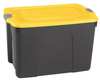 Durabilt Storage Tote with Snap Lid, Black/Yellow/Gray, Polypropylene, 18 7/8 in W, 17 1/4 in H 8528GRBKYL.06