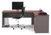 Bestar L Shaped Desk, 82.9" D, 71.1" W, 30.4" H, Bordeaux/Slate, Melamine 93880-39