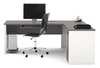 Bestar L Shaped Desk, 82.9" D, 71.1" W, 30.4" H, Slate/Sandstone, Melamine 93880-59