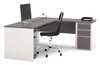 Bestar L Shaped Desk, 82.9" D, 71.1" W, 30.4" H, Slate/Sandstone, Melamine 93880-59