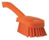 Vikan 3 in W Scrub Brush, Stiff, 5 57/64 in L Handle, 4 1/2 in L Brush, Orange, Plastic, 10 in L Overall 41927