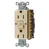 Hubbell GFCI Receptacle, 15A, 125VAC, 5-15R, Ivory GFR15I