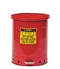 Justrite Oily Waste Can, 14 Gallon Capacity, Galvanized Steel, Red, Foot Operated Self Closing 09500