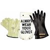 Salisbury Electrical Rubber Glove Kit, Leather Protectors, Glove Bag, Black, 11 in, Class 0, Size 8, 1 Pair GK011B/8