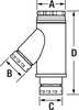 Ameri-Vent Reduction Wye, 5" Dia., 13-1/2" L 5FCY44