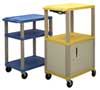 Zoro Select Utility Cart with Lipped Plastic Shelves, Thermoplastic Resin, Flat, 2 Shelves, 200 lb WT26BU