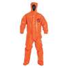 Dupont Hooded Chemical Resistant Coveralls, 2 PK, Orange, Tychem(R) 6000 FR, Zipper TP199TOR2X0002BN