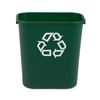 Rubbermaid Commercial Recycling Wastebasket Container, 7 gal Capacity, 10 1/2 in W, 15 in H, 14 1/2 in D, Plastic, Green FG295606GRN