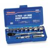 Westward Socket Wrench Set, SAE, 1/4", 3/8" Dr, 23 pc 4PL99