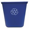 Tough Guy 4 gal Rectangular Desk Recycling Container, Open Top, Blue, Plastic, 1 Openings 4UAU4