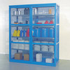 Denios Enclosed Containment Shelves, 38 in W, 28 in D, 87 in H, (1) Wide, (4) Tier, Blue K32-3517