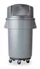 Rubbermaid Commercial Brute Trash Can Top, Round, Dome with Push Door, Fits 44 gal Cans, 24 3/4 in Dia, Gray FG264788GRAY