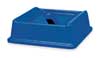 Rubbermaid Commercial 35 gal Square Recycling Bin, Open Top, Nickel/Satin Alum, Plastic, 1 Openings FG395873BLUE