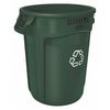 Rubbermaid Commercial Round Recycling Bin, Green, Polyethylene 1788472