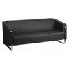 Flash Furniture Black Guest Chair, 76" W 32 1/2" L 30 1/2" H, Fixed Arms, Foam, Leather, Stainless Steel Seat ZB-8803-3-SOFA-BK-GG