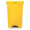 Rubbermaid Commercial 13 gal Rectangular Trash Can, Yellow, 11 1/2 in Dia, Step-On, Plastic 1883575