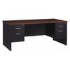 Hirsh Office Desk, Double Pedestal, 72"W x 36"D, Black/Walnut 20531
