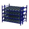 Unex Roller Rack Starter Gravity Flow Rack, 72 in D, 96 in W, 4 Shelves, Blue RR99K2R8X6-S