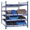 Unex Flow Cell Add-On Gravity Flow Rack, 96 in D, 96 in W, 4 Shelves, Blue FC99SKW96964-A