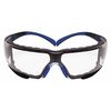 3M Safety Glasses, SecureFit Series, Scotchgard Anti-Fog, Indoor/Outdoor, Black/Blue Frame, Clear Lens 1334247