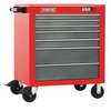 Proto 550S Series Rolling Tool Cabinet, 7 Drawer, Red, Steel, 34 in W x 25-1/4 in D x 41 in H J553441-7RD