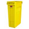 Rubbermaid Commercial 23 gal Rectangular Trash Can, Yellow, 11 in Dia, Open Top, Plastic 1956188