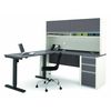 Bestar L Shaped Desk, 70.9" D X 71.1" W X 65.9" H, Slate/Sandstone, Melamine 93886-59
