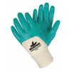 Mcr Safety Nitrile Coated Gloves, 3/4 Dip Coverage, White/Green, XL, PR 9790XL