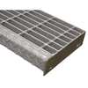 Zoro Select Bar Grating Stair Tread, Galvanized steel Smooth Surface, 36 in W, 9 3/4 in D, Checker Plate 22188S125-TRD1
