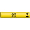 Brady Pipe Marker, Acid, Yel, 1-1/2 to 2-3/8 In 4000-B