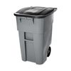 Rubbermaid Commercial 50 gal Rectangular Trash Can, Gray, 24 in Dia, Lift Up, HDPE FG9W2700GRAY