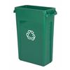 Rubbermaid Commercial Recycling Wastebasket Container, 7 gal Capacity, 10 1/2 in W, 15 in H, 14 1/2 in D, Plastic, Green FG295606GRN