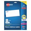 Avery Dennison Return Address Labels, 30Up, White, PK1500 5195