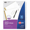 Avery Dennison Write & Erase Index Dividers 8-1/2 x 11", 5 Tab, White 23075