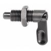 Kipp Indexing Plunger, Cam-Action, D=6, D1= 3/8-16, Steel, Style D, With Locknut, Grip Powder Coated K0348.0706A4