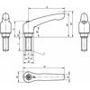 Kipp Adjustable Handle, Modern Design, Sz. 3, 5/16-18X35, Die Cast Zinc Orange RAL 2004, Comp: Steel K0122.3A32X35