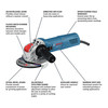 Bosch Angle Grinder, 10 A, Barrel Grip, 4.5 lb GWX10-45E