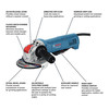 Bosch Angle Grinder, 10 A, Barrel Grip, 4.6 lb GWX10-45PE