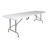 Flash Furniture Rectangle Folding Table, 29" W, 96" L, 34" H, Plastic Top, White RB-3096FH-ADJ-GG