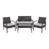 Flash Furniture Rectangle Aransas Patio Set, Blk w/Stl Frame, 4 pcs., 43" X 22" X 30" JJ-S312-GG