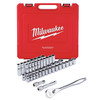 Milwaukee Tool 1/2" Drive Socket Set SAE, Metric 47 Pieces 1/2 in to 1 1/8 in, 10 mm to 24 mm , Chrome 48-22-9010
