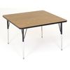 Correll Square Adjustable Height Activity Kids School Table, 36" W X 36" L X 19" to 29" H, Medium Oak A3636-SQ-06