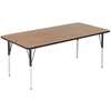 Correll Rectangle Adjustable Height Activity Kids School Table, 30" X 48" X 19" to 29", Medium Oak A3048-REC-06