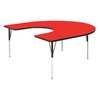 Correll Horseshoe Adjustable Height Activity Kids School Table, 60" W X 66" L X 19" to 29" H, Red A6066-HOR-35